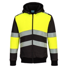 Sweat à capuche zippé haute visibilité classe 1 doublé Jaune/noir – Portwest PW377