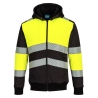 Sweat à capuche zippé haute visibilité classe 1 doublé Jaune/noir – Portwest PW377