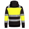 Sweat à capuche zippé haute visibilité classe 1 doublé Jaune/noir – Portwest PW377