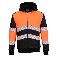 Sweat à capuche zippé haute visibilité classe 1 doublé Orange/noir – Portwest PW377