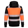 Sweat à capuche zippé haute visibilité classe 1 doublé Orange/noir – Portwest PW377