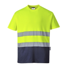 T-shirt coton bicolore haute visibilité classe 2 Jaune/marine – Portwest S173
