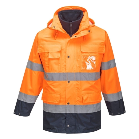 Parka haute visibilité 3 en 1 avec polaire amovible Orange/marine – Portwest S162