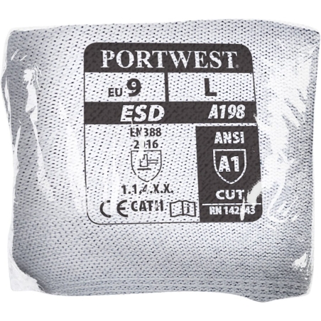 Gant antistatique fingertip enduit PU pour distributeur automatique Gris – Portwest VA198