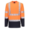 T-shirt coton manches longues bicolore haute visibilité Orange/marine – Portwest S280