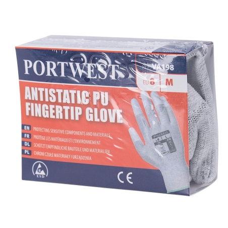 Gant antistatique fingertip enduit PU pour distributeur automatique Gris – Portwest VA198