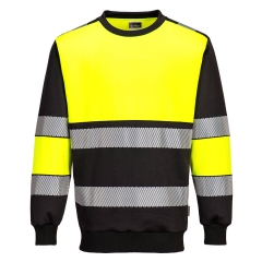 Sweat-shirt col ras du cou haute visibilité classe 1 Jaune/noir – Portwest PW376