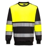 Sweat-shirt col ras du cou haute visibilité classe 1 Jaune/noir – Portwest PW376