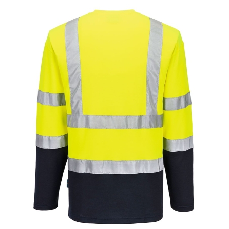 T-shirt coton manches longues bicolore haute visibilité Jaune/marine – Portwest S280