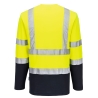 T-shirt coton manches longues bicolore haute visibilité Jaune/marine – Portwest S280