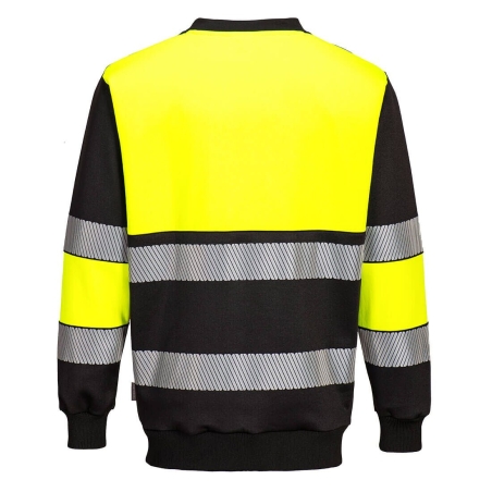 Sweat-shirt col ras du cou haute visibilité classe 1 Jaune/noir – Portwest PW376
