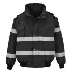 Blouson bomber 4-en-1 imperméable bandes réfléchissantes Noir – Portwest S435