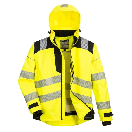 Veste de pluie imperméable respirante haute visibilité classe 3 Jaune/noir – Portwest PW360