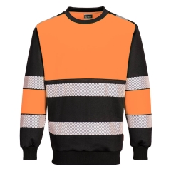 Sweat-shirt col ras du cou haute visibilité classe 1 Orange/noir – Portwest PW376