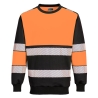 Sweat-shirt col ras du cou haute visibilité classe 1 Orange/noir – Portwest PW376