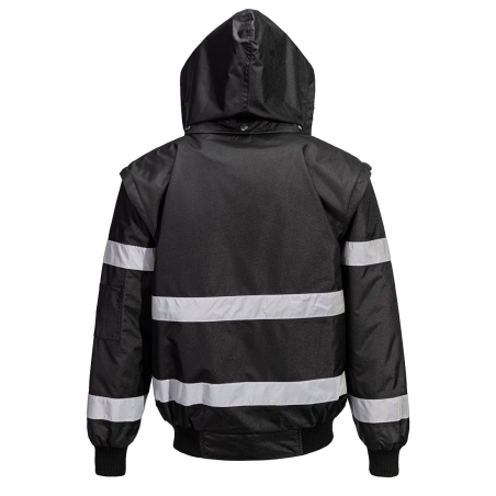 Blouson bomber 4-en-1 imperméable bandes réfléchissantes Noir – Portwest S435