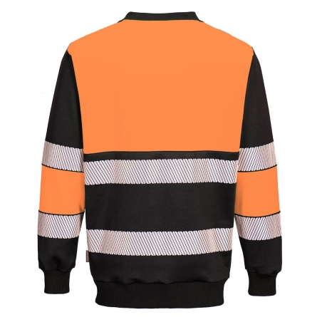 Sweat-shirt col ras du cou haute visibilité classe 1 Orange/noir – Portwest PW376