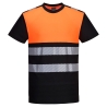 T-shirt haute visibilité classe 1 bandes segmentées Noir/orange – Portwest PW311