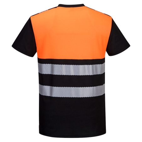 T-shirt haute visibilité classe 1 bandes segmentées Noir/orange – Portwest PW311