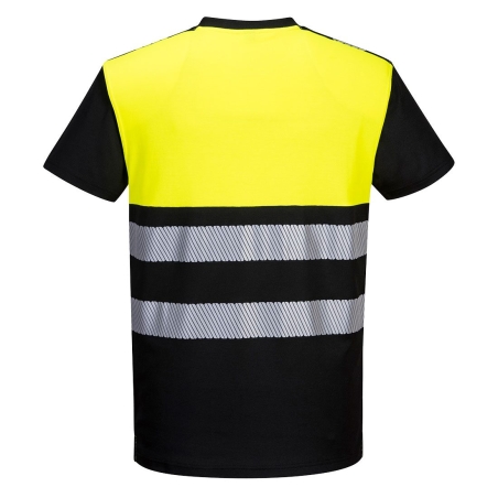 T-shirt haute visibilité classe 1 bandes segmentées Noir/jaune – Portwest PW311