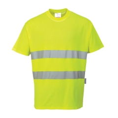 Tee-shirt haute visibilité bandes rétro-réfléchissantes coton Jaune – Portwest S172