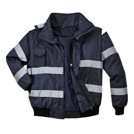 Blouson bomber 4-en-1 imperméable bandes réfléchissantes Marine – Portwest S435