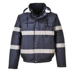 Blouson imperméable haute visibilité capuche dissimulée Marine – Portwest S434
