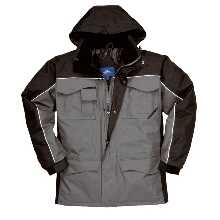 Parka de travail imperméable matelassée bicolore Noir/gris – Portwest S562