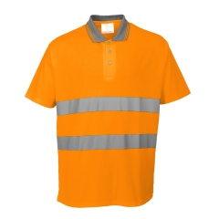 Polo haute visibilité coton confort col contrasté Orange – Portwest S171