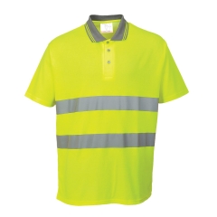 Polo haute visibilité coton confort col contrasté Jaune – Portwest S171