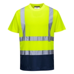 T-shirt bicolore haute visibilité bande réfléchissante Jaune/marine – Portwest S378