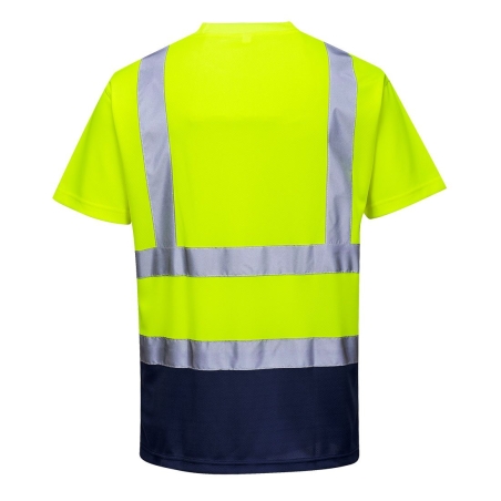 T-shirt bicolore haute visibilité bande réfléchissante Jaune/marine – Portwest S378
