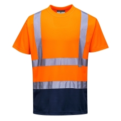 T-shirt bicolore haute visibilité bande réfléchissante Orange/marine – Portwest S378