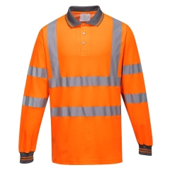Polo manches longues haute visibilité coton majoritaire Orange – Portwest S271