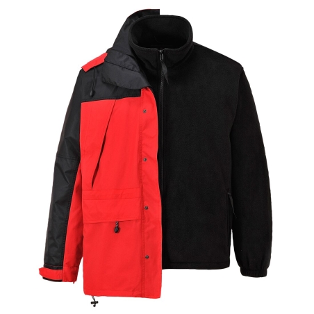 Parka 3 en 1 imperméable respirante avec polaire amovible Rouge – Portwest S532
