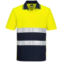 Polo haute visibilité léger manches courtes classe 1 Jaune/marine – Portwest S175