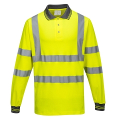 Polo manches longues haute visibilité coton majoritaire Jaune – Portwest S271