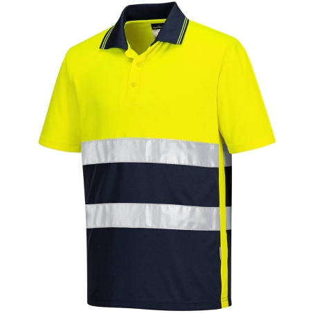 Polo haute visibilité léger manches courtes classe 1 Jaune/marine – Portwest S175