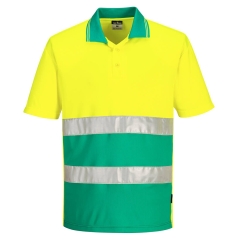 Polo haute visibilité léger manches courtes classe 1 Jaune/théal – Portwest S175