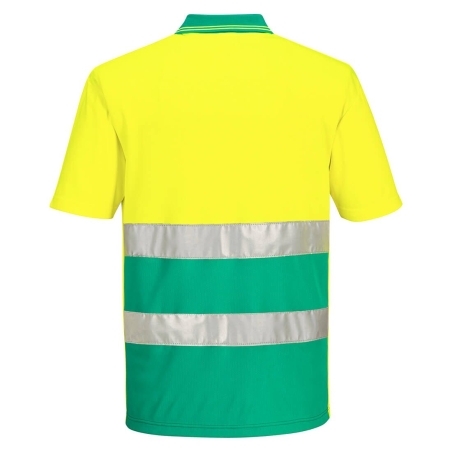 Polo haute visibilité léger manches courtes classe 1 Jaune/théal – Portwest S175