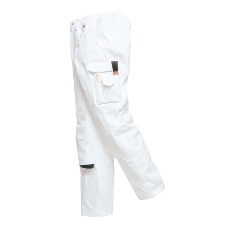Pantalon peintre coton multipoches ceinture semi-élastiquée Blanc – Portwest S817