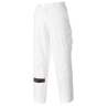 Pantalon peintre coton multipoches ceinture semi-élastiquée Blanc coupe longue – Portwest S817