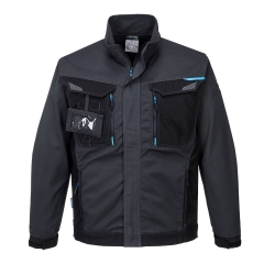 Veste de travail toile poly-coton extensible multipoches Gris métal – Portwest T703