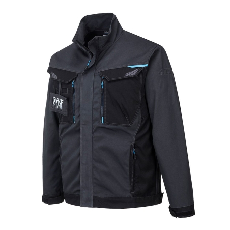 Veste de travail toile poly-coton extensible multipoches Gris métal – Portwest T703