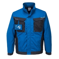 Veste de travail toile poly-coton extensible multipoches Bleu persan – Portwest T703