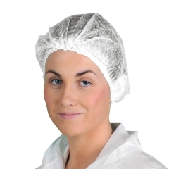 Charlotte jetable en polypropylène filé Blanc – Portwest D100, boîte de 100 charlottes