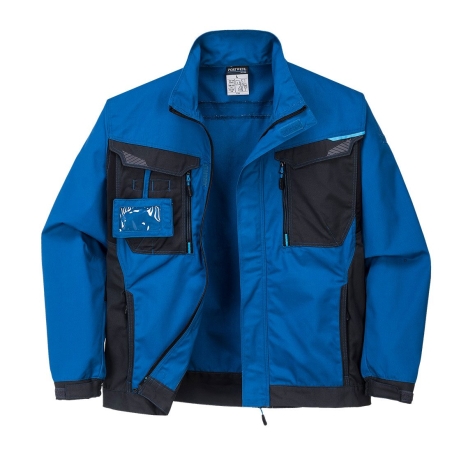 Veste de travail toile poly-coton extensible multipoches Bleu persan – Portwest T703