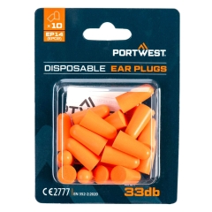 Bouchons d'oreille jetables en mousse polyuréthane Orange – Portwest EP14, boîte de 10 paires