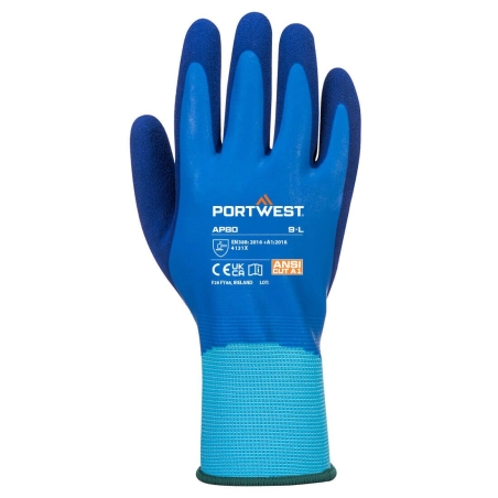 Gant enduit latex double trempage protection liquides Bleu – Portwest AP80