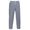 Pantalon de cuisine Barnet à taille élastique multipoches Bleu check – Portwest C078